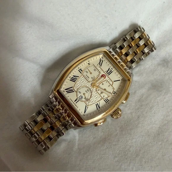 Michele Releve Two Tone Stainless and 18k Watch